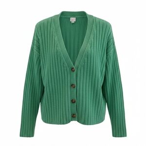 a new day Green Ribbed Cardigan Sweater